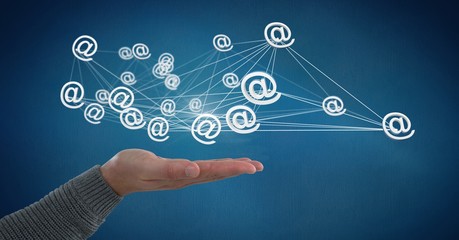 Poster - Hand open with 3D @ connected icons