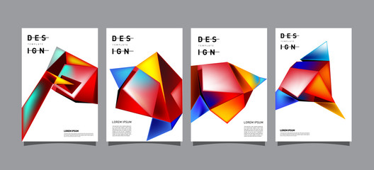 Aufkleber - Set of Colorful geometric poster and cover design. Minimal geometric pattern gradients backgrounds. Eps10 vector.