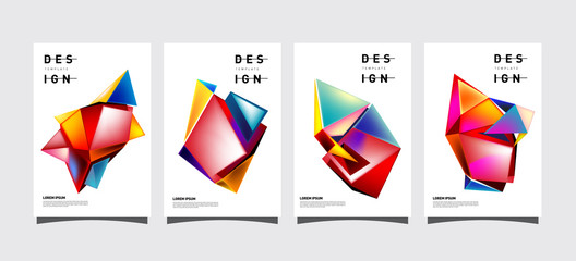 Aufkleber - Set of Colorful geometric poster and cover design. Minimal geometric pattern gradients backgrounds. Eps10 vector.