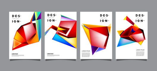 Aufkleber - Set of Colorful geometric poster and cover design. Minimal geometric pattern gradients backgrounds. Eps10 vector.