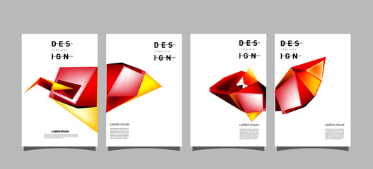 Aufkleber - Set of Colorful geometric poster and cover design. Minimal geometric pattern gradients backgrounds. Eps10 vector.