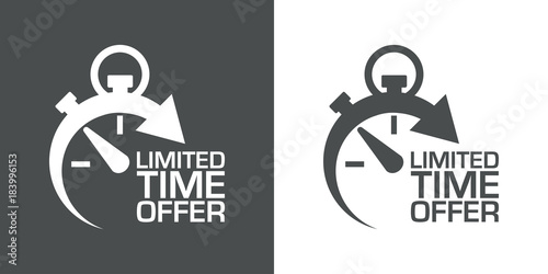 Cuadros en Lienzo Icono plano cronometro LIMITED TIME OFFER gris y blanco