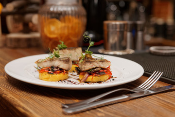 Fried fish and polenta