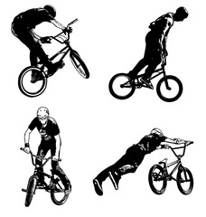 Poster - 4 high quality bmx cyclist - vector