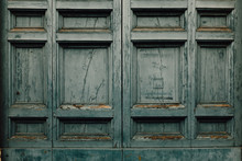 Old Green Wooden Door In Vatican