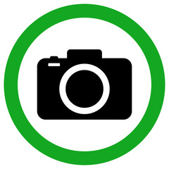 Canvas Print - camera allowed zone sign. green circle. vector icon.