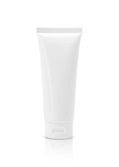 blank packaging cosmetic plastic tube isolated on white background