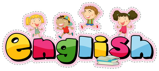 Poster - Word design for english with happy kids