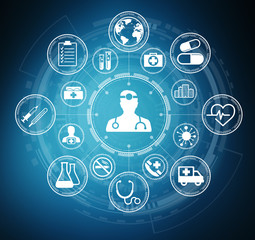 Aufkleber - Modern medical interface with icons 3D rendering