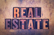 Real Estate Theme Letterpress Word on Wood Background
