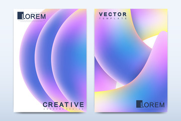 Aufkleber - Modern vector template for brochure, leaflet, flyer, cover, catalog, magazine or annual report in A4 size. Colorful fluid waves with gradients. Futuristic trendy design
