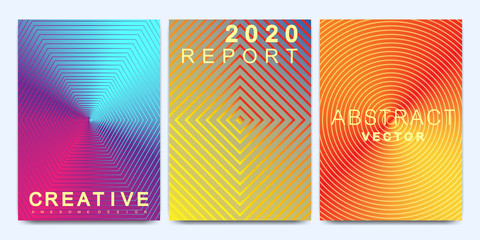 Poster - Modern vector template for brochure, leaflet, flyer, cover, catalog, magazine or annual report in A4 size. Bright abstract pattern background with line texture and gradients