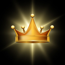 Golden Crown On Abstract Glowing Background,  Vector Design