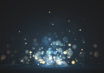 Wall Mural - vector blue lights. background of bright glow bokeh.