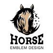 The head of a horse in the form of a circle - emblem, illustration. logotype on a white background