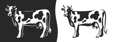 Cow With Horns - Illustration On A Dark And Light Background