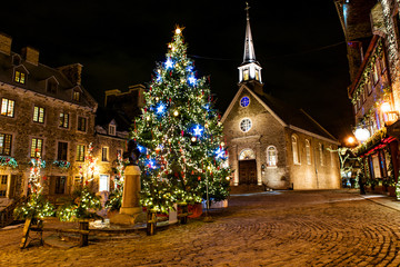petit-champlain at lower old town (basse-ville) at night on christmas event