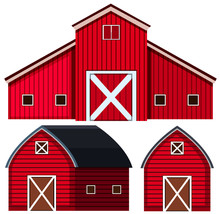 Red Barns In Three Designs