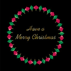 Poster - merry christmas typography in ornament circle vector graphic on black