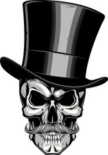 Moustached Skull In A Hat.