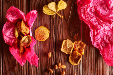 Poster - Dried fruits on wooden background