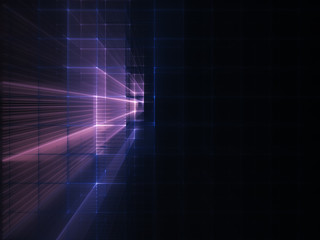 Poster - Abstract violet background element on black. Composition of grids and matrix patterns. Detailed fractal graphics. Information technology concept.