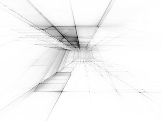 Poster - Abstract  black background element on white. Perspective composition of grids and matrix patterns. Detailed fractal graphics. Information technology concept.