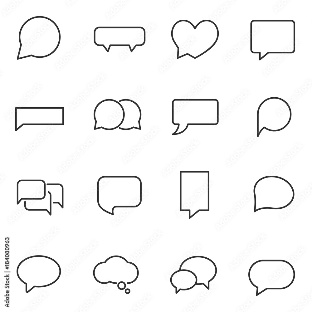 Speech bubbles set, linear design. Line with Editable stroke Stock ...