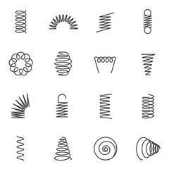 Wall Mural - Metal springs icons set. silhouette of spring linear design. Line with Editable stroke