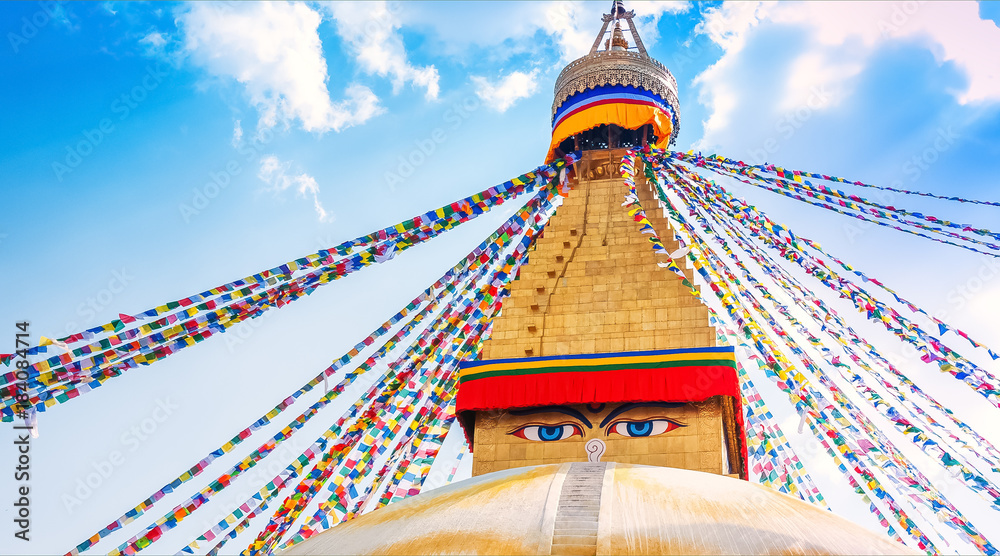 Boudhanath Stupa in Kathmandu valley, Nepal - obrazy, fototapety, plakaty 
