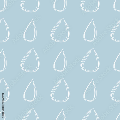 Cotton fabric Raindrops drawn by hand. Seamless pattern with rain drops. Sketch, doodle.