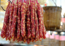 Chinese Sausage On Display For Sale In Shop