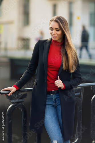 red top black jeans