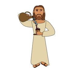 Wall Mural - Jesuschrist wine miracle cartoon icon vector illustration graphic design