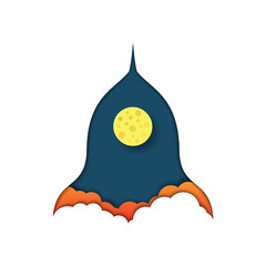 Aufkleber - Business start up concept.Rocket concept icon with paper art style design.Vector illustration.