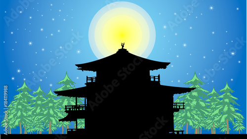 満月に浮かぶ金閣寺風お寺のシルエット Buy This Stock Vector And Explore Similar Vectors At Adobe Stock Adobe Stock