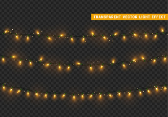 Wall Mural - christmas lights isolated realistic design elements. xmas glowing lights. garlands, christmas decora