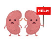 © svtdesign - Sad unhealthy sick kidneys vector