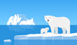 polar bear with cub on drift ice.arctic  landscape