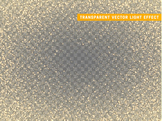 Wall Mural - gold glitter particles on transparent background. golden glowing lights magic effects. glow sparkles