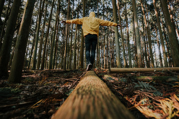 traveler man discovering new places in the wild nature