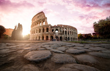 Beautiful Colosseum In Rome. Landmark Photography About Italian Monuments