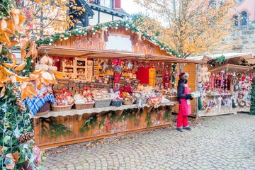 Wall Mural - Christmas market in Eguisheim, Alsace, France