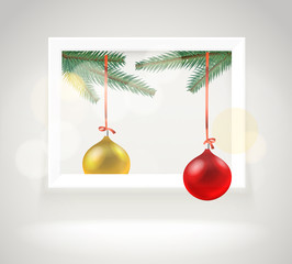 Aufkleber - Photorealistic bright gallery frame. Christmas greeting card layout. card. griitings,