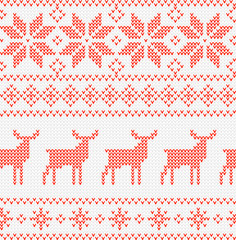 Poster - Christmas Seamless Pattern. Nordic style vector ornament