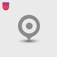 Poster - Pin simple Vector Icon. Vector emblem isolated on grey background. Vector pictogram