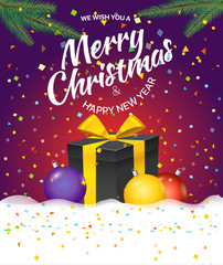 Wall Mural - Merry Christmas and Happy New Year greeting card