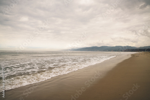 Ocean Waves On Santa Monica Beach In Cloudy November Day This Ocean Waves On Santa Monica Beach In Cloudy November Day