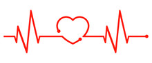 One Line Red Pulse - Vector For Stock