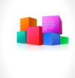 Collection of bright colored cubes stacked